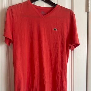 Lacoste Red Short Sleeve Tee V-Neck